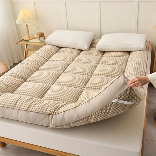 Tartan fabric mattress - fabric, topper